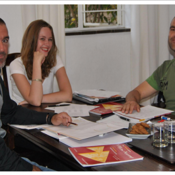 Teacher Tansy with our charming soccer coaches, Jon & Jesus from Spain
